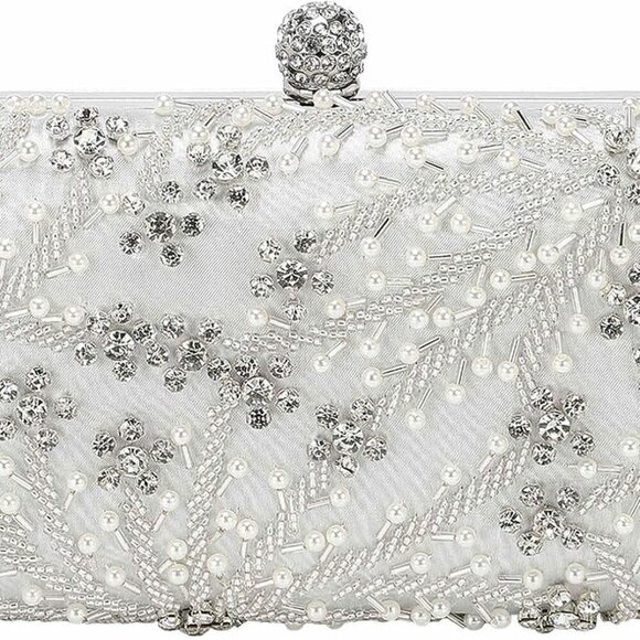 Evening Clutch Bag Rhinestone Polyester Silver Versatile Formal Party